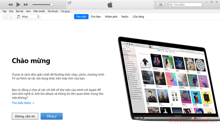 Giao diện ban đầu của iTunes