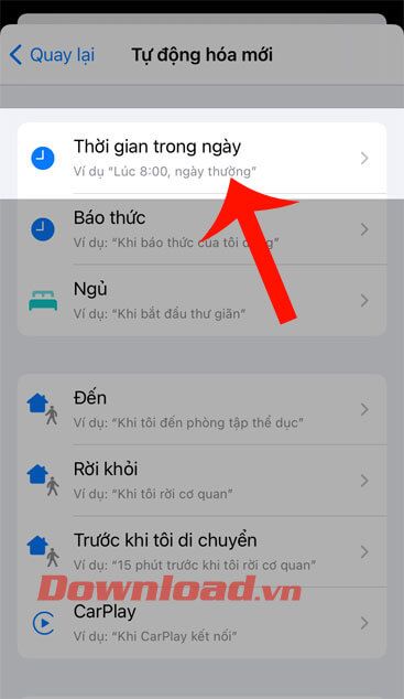 Chạm vào Thời gian hàng ngày