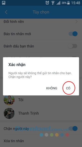 Xác nhận việc chặn người này