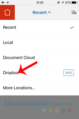 Chọn Dropbox