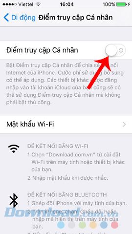 Sử dụng iPhone để phát sóng WiFi