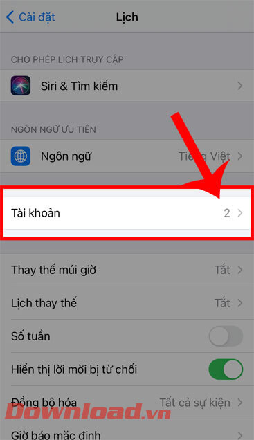 Ấn vào mục Tài khoản