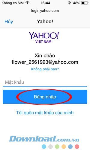 Nhập email Yahoo