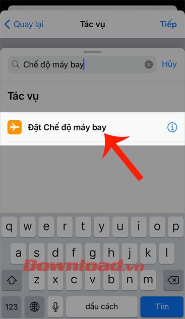 Thêm nhiệm vụ Chế độ máy bay