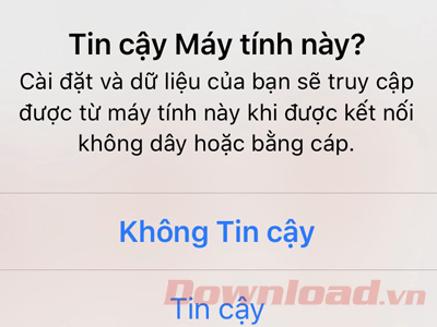 Xác nhận máy tính là tin cậy trên iPhone