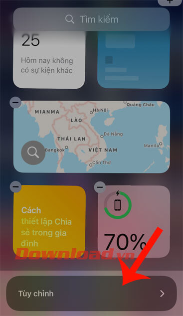 Chạm vào nút Tùy chỉnh