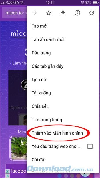 Thêm vào màn hình chính