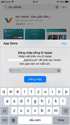 Nhập mật khẩu Apple ID