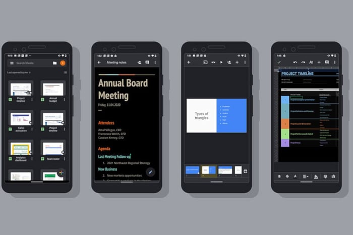 Chế độ Tối cho Google Docs, Slides và Sheets trên Android