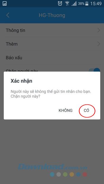 Xác nhận việc chặn người không quen biết