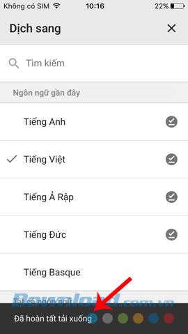 Hoàn tất việc tải