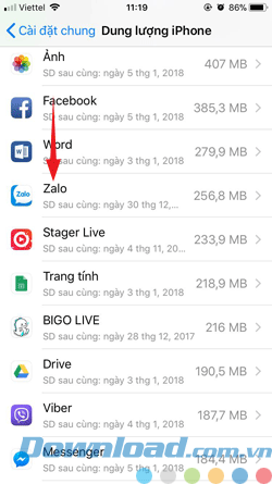 Dung lượng lưu trữ trên iPhone