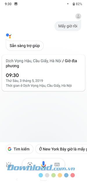 Hỏi Google về thời gian hiện tại