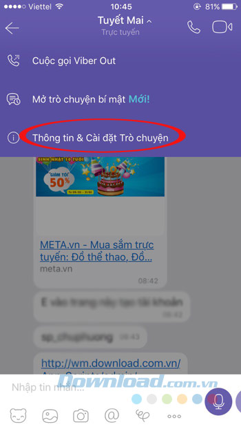 Thông tin về cuộc trò chuyện