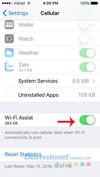 Bật Wi-Fi Assist