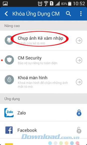 Chụp ảnh kẻ xâm nhập