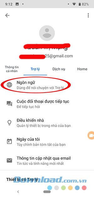 Cài đặt ngôn ngữ