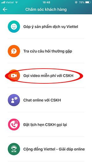 Thực hiện cuộc gọi video cho bộ phận chăm sóc khách hàng