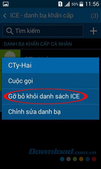 Xóa danh sách liên lạc khẩn cấp