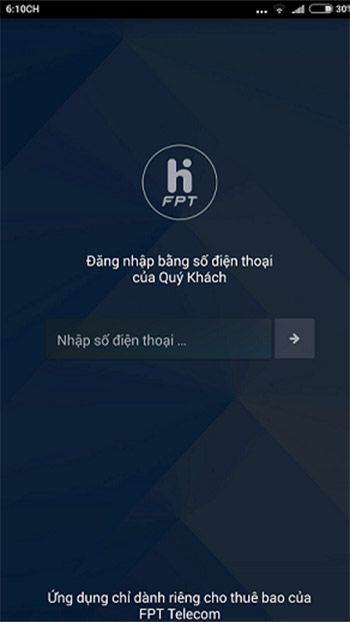 Đăng nhập vào ứng dụng Hi FPT