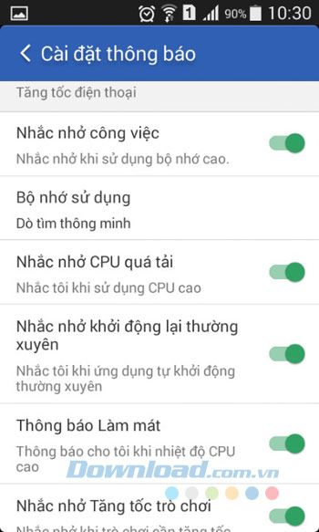 Thiết lập tăng tốc cho điện thoại