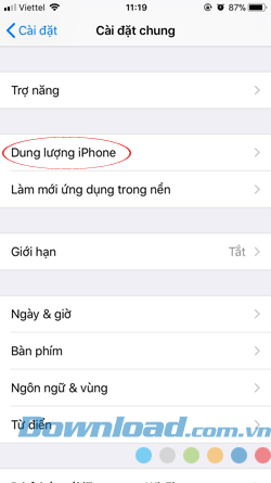 Dung lượng lưu trữ trên iPhone