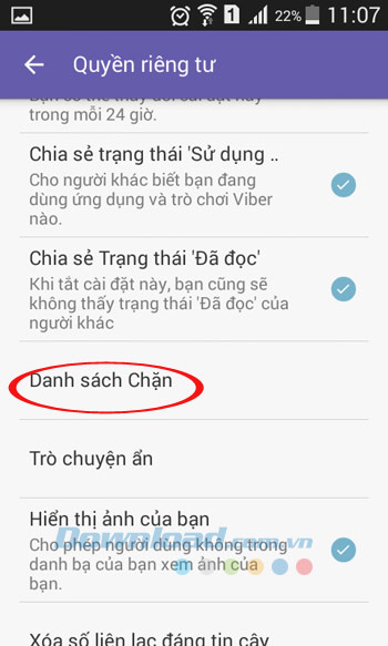 Danh sách đã chặn