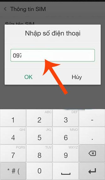Nhập số điện thoại và nhấn OK