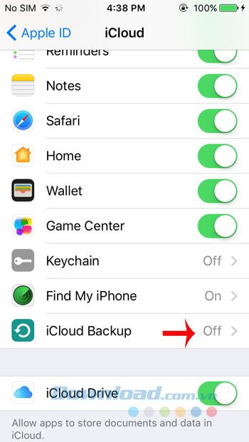 Sao lưu iCloud