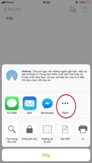 Chia sẻ ghi chú trên iPhone