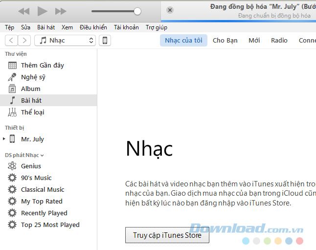 iTunes sử dụng ngôn ngữ tiếng Việt