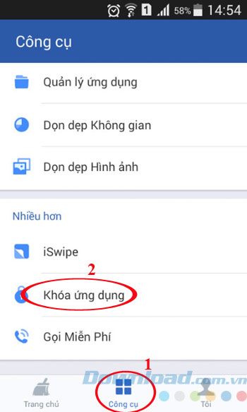 Khóa lại ứng dụng