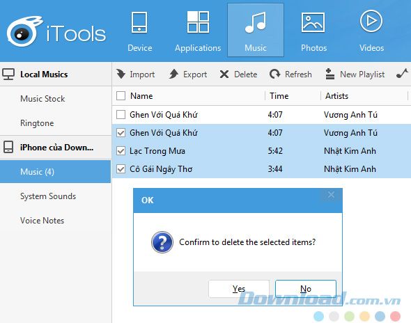 xóa nhạc không sử dụng iTunes