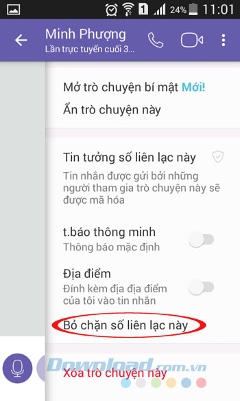 Gỡ bỏ chặn số liên lạc này