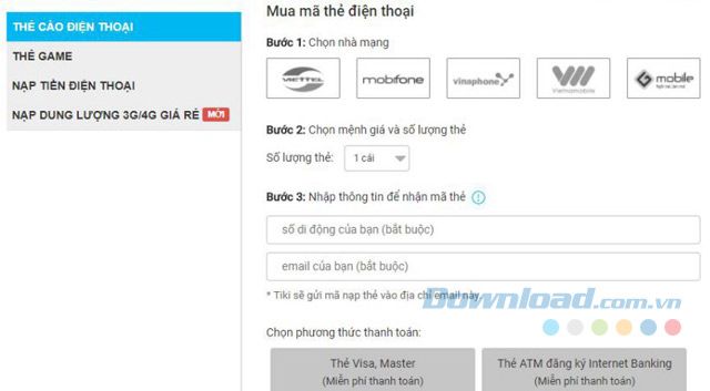 Mua thẻ cào điện thoại