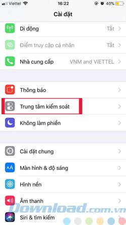 Trung tâm điều khiển iOS