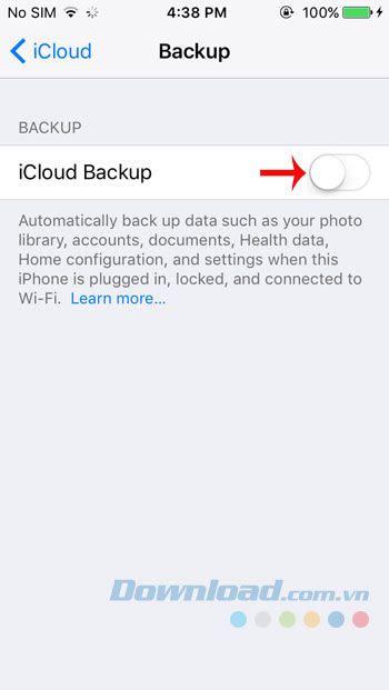 Kích hoạt Sao lưu iCloud