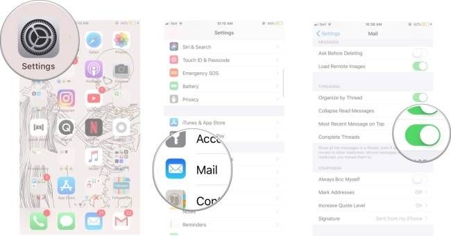 Cách bật và tắt hoàn toàn luồng tin trong ứng dụng Mail trên iPhone