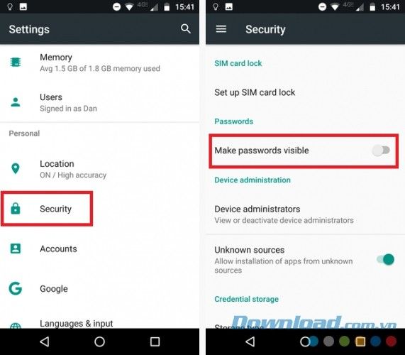 Hiển thị mật khẩu trên Android
