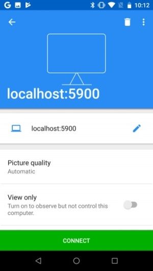 Kết nối tới localhost:5900 trong VNC Viewer 