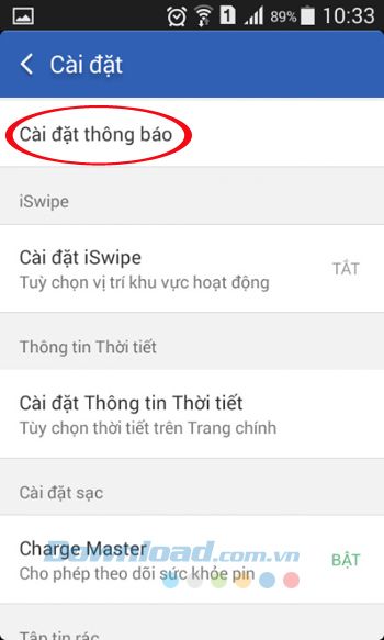 Thiết lập thông báo