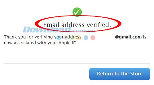 Tài khoản iTunes bạn mới tạo đã được xác nhận