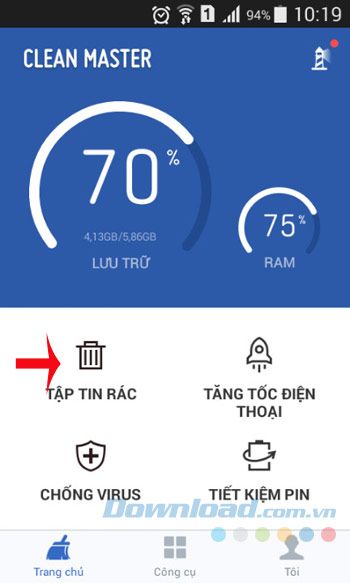 Xóa các tập tin không cần thiết