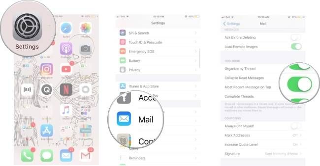 Cách đưa tin nhắn mới nhất lên đầu trong ứng dụng Mail trên iPhone