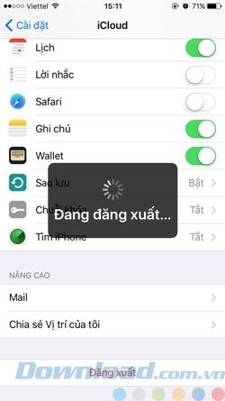 Thoát ra khỏi iCloud