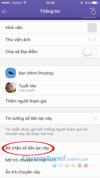 Hủy chặn liên lạc