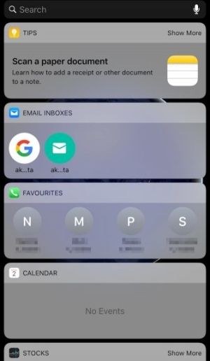 Màn hình widget trên iOS