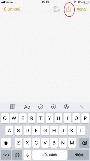 Chia sẻ ghi chú trên iPhone