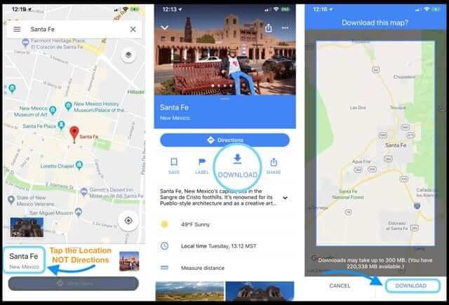 Tải bản đồ Google Maps khi không có kết nối mạng