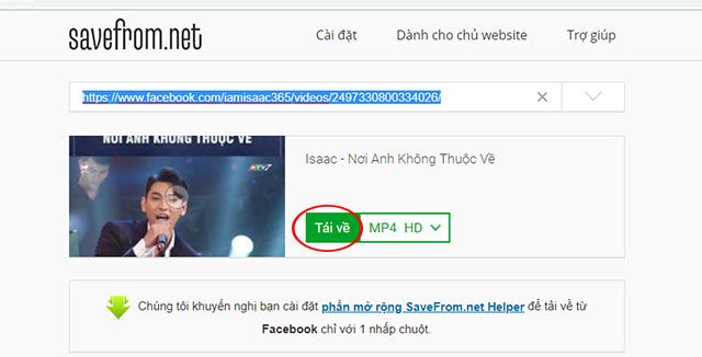 Tải video đã chọn